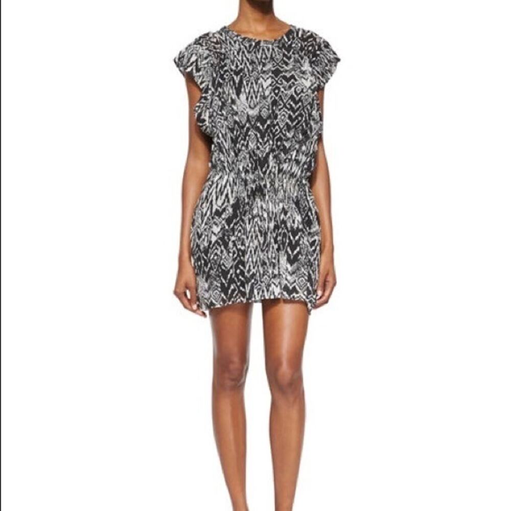 IRO Cantela Mini Dress Black White Size 42 US 10 XL Viscose Event Cocktail Party